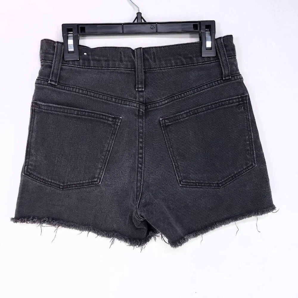 Madewell Denim Jean Shorts High Rise Womens Size 23 Cut Off Button Fly Black - Picture 2 of 10